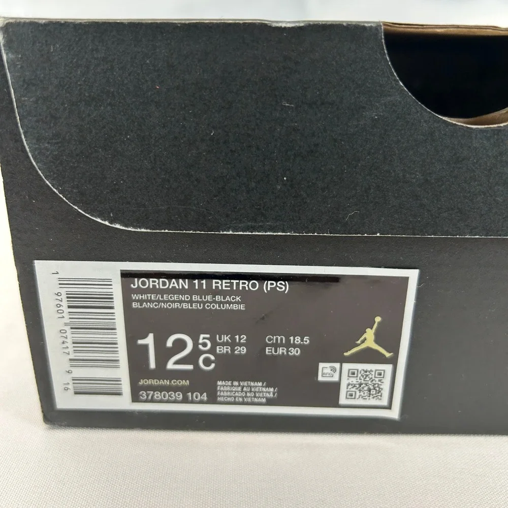 Jordan 11 Retro PS Legend Blue White Black 378039-104 Toddler Size 12.5C